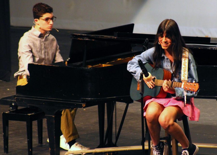 Arianna Calero Anthis (11) and Joshua Shapiro (9) duet and perform with their own instruments to the song "Only Us" from "Dear Evan Hansen."