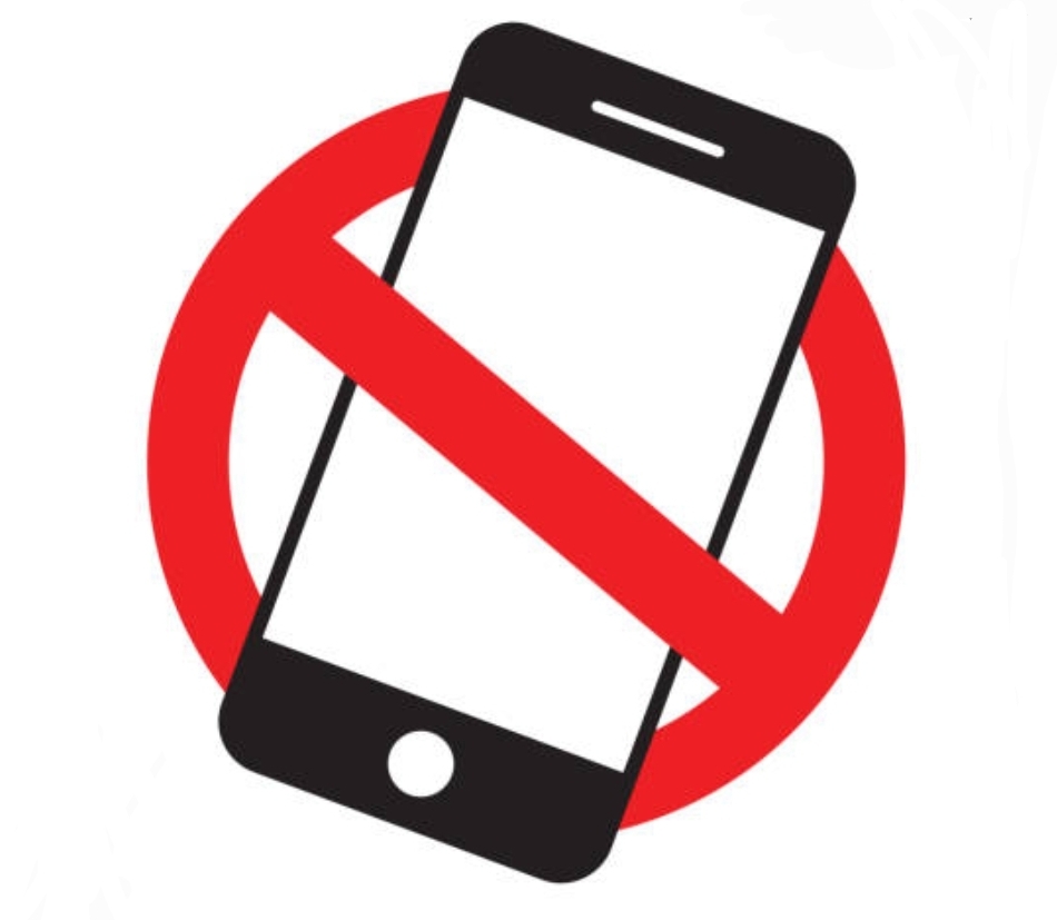 A red cross through a cell phone